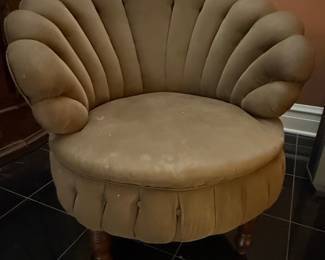 Vintage Scallop Shell Upholstered Armchair