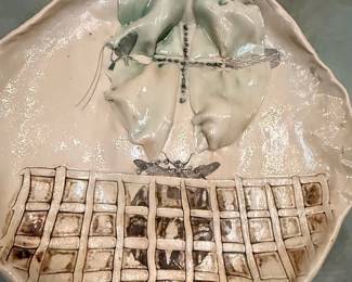 Unknown Artist Ceramic Decorative Plate with Insect Motif