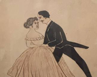 19th Century Silhouette Portrait of a Dancing Couple