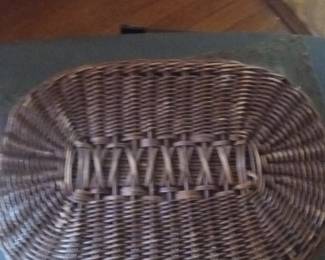 Vintage Wicker Picnic Basket with Green Handles
