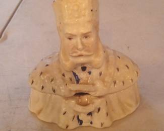 Staffordshire King Figural Tobacco Jar