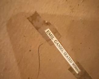 Emil Ganso "Seated Woman" Charcoal Drawing