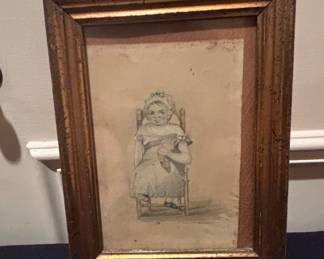 Victorian Child Portrait, Unidentified Artist, Watercolor on Paper