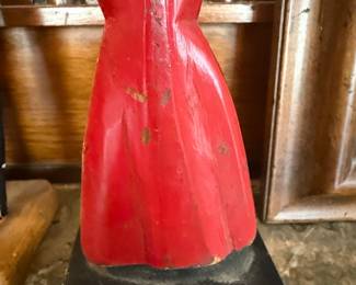 Folk Art Figurine of a Woman in Red Fishtail Skirt