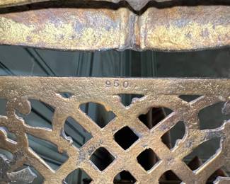 Antique Brass and Upholstered Window Bench