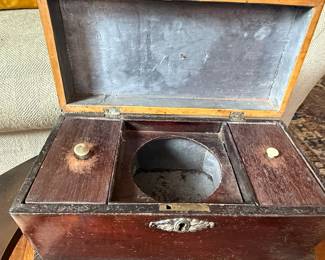 Victorian Wooden Tea Caddy with Metal Liner
