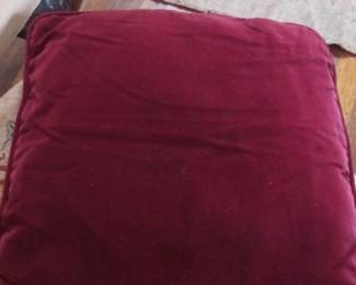 Antique Victorian Needlepoint Cushion with Burgundy Velvet Backing