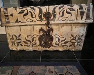 Antique Decorative Trunk with Folk Art Motifs