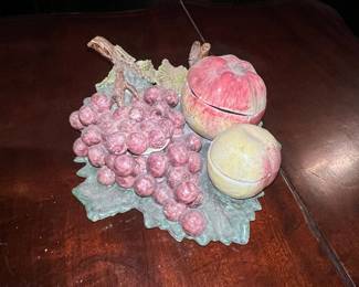 Capodimonte Porcelain Fruit and Grape Cluster
