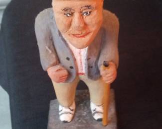 Vintage ANRI Hand Carved Wooden Figurine of an Elderly Man with Cane