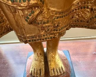 Antique Burmese Mandalay Gilded Wood Standing Buddha Statue