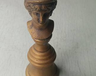 Antique Bronze Bust Chess Piece - Greek Goddess