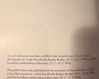 Chuck Close Retrospective Exhibition Catalog 1994