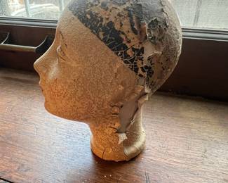 Antique French Papier-Mâché Milliner's Head (Marotte)