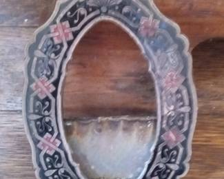 Victorian Enameled Metal Oval Insert for Picture Frame or Box