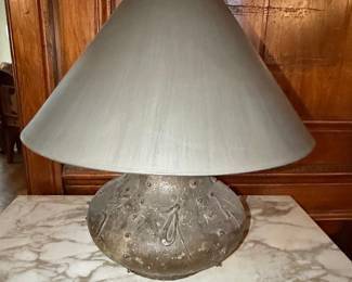 Art Nouveau "Seed Pod" Patinated Bronze Table Lamp
