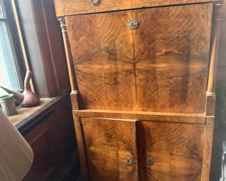 Biedermeier Walnut Secretary Desk