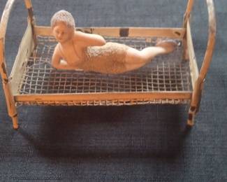 Victorian Dollhouse Bed with Figure