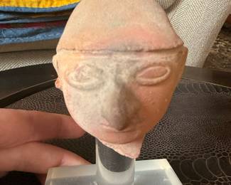 Pre-Columbian Guangala Culture Terracotta Head Fragment