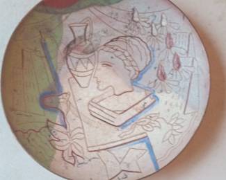 Art Deco Copper Bowl with Figural Decoration