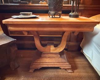 Antique Empire Style Mahogany Lyre Base Game Table