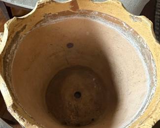 Large Glazed Terracotta Planter with Scalloped Rim