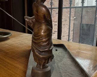 Bronze Figural Ashtray by P. Tereszczuk depicting a Woman with Chicks