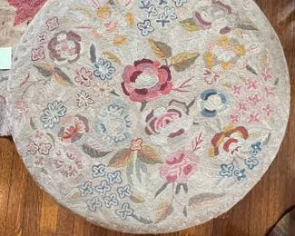 Vintage Floral Needlepoint Ottoman