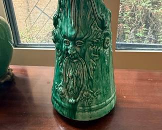 Green Man Face Pitcher