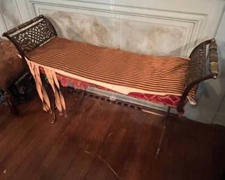 Antique Brass and Upholstered Window Bench