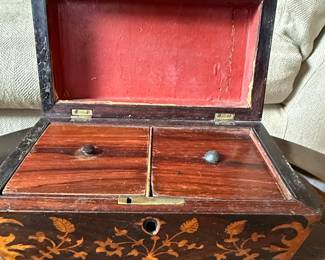 Regency Penwork Tea Caddy