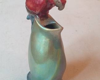 Art Deco Ceramic Figural Vase with Parrot