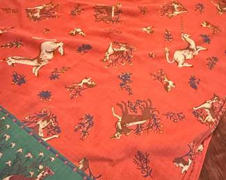 Drake's Unicorn Print Wool-Silk Scarf