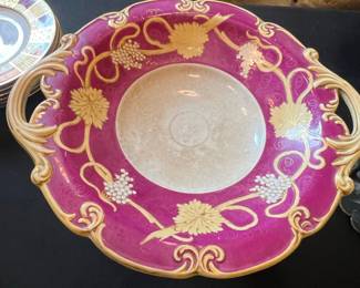 Schoenwald China Footed Cake Stand with Grapes and Floral Motif