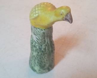 Yellow Bird Figurine on Green Base