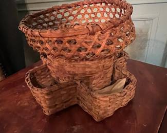 Antique Wabanaki Split Ash Tiered Basket