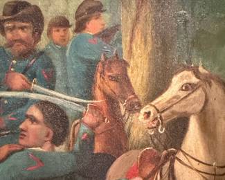 Civil War Battle Scene Oil Painting