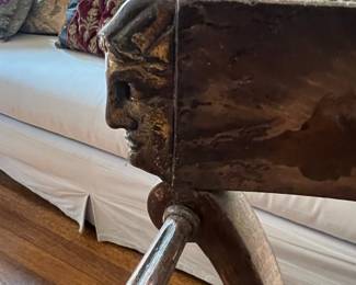 Neoclassical Style Carved Wood Armchair with Animal and Face Motifs, possibly Thomas Hope style