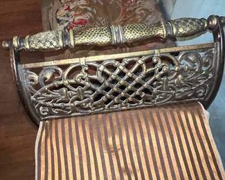 Antique Brass and Upholstered Window Bench