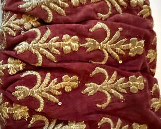 Embroidered Velvet Bolster Pillow