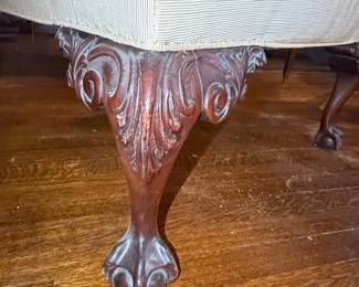 Queen Anne Style Mahogany Armchair with Claw and Ball Feet