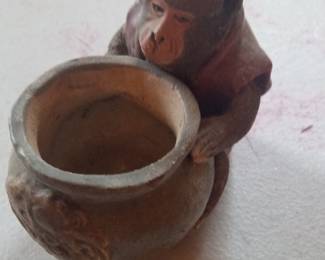 Vintage Monkey with Pot Figurine