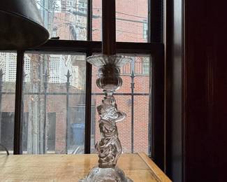 Antique Baccarat Crystal Cherub Candlestick Holder