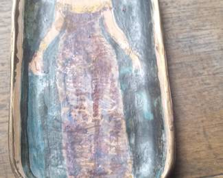 Assorted Collectibles: Wooden Box, Ceramic Dish, Chinese Snuff Bottle, and Ceramic Figurine