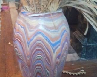 Ozark Roadside Pottery Swirl Vase with Dried Botanicals