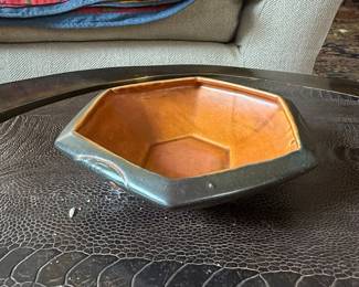 Mid-Century Modern Hexagonal Ceramic Bowl