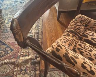 Pair of 1940s Grosfeld House Leopard and Carved Wood Armchairs