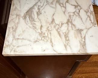 Empire Style Flame Mahogany Four-Drawer Commode with Marble Top