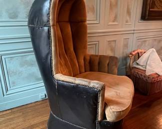 Vintage "Porter's Chair" with Hooded Back and Nailhead Trim