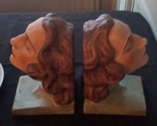 Art Deco Female Head Bookends